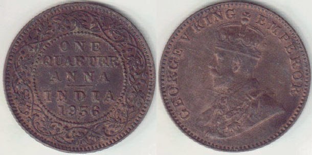 1936 India 1/4 Anna (Bombay) gEF A003379